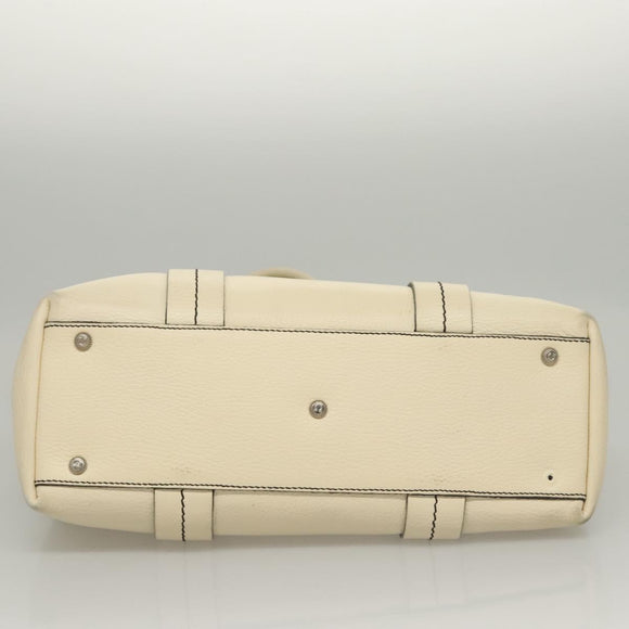 Salvatore Ferragamo Tote Bag Leather White Silver Auth BA1465