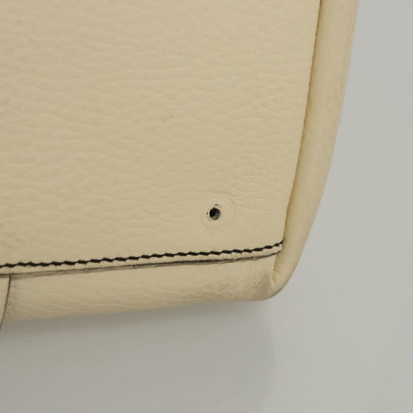 Salvatore Ferragamo Tote Bag Leather White Silver Auth BA1465