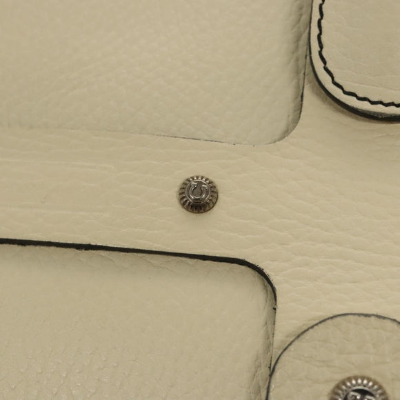 Salvatore Ferragamo Tote Bag Leather White Silver Auth BA1465