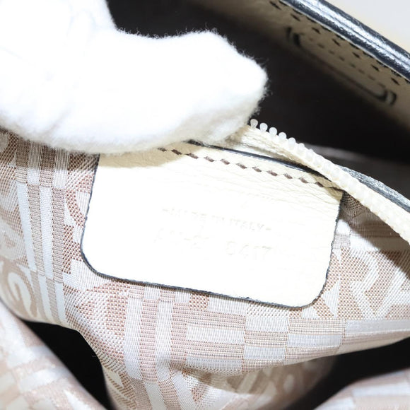 Salvatore Ferragamo Tote Bag Leather White Silver Auth BA1465