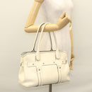 Salvatore Ferragamo Tote Bag Leather White Silver Auth BA1465-26