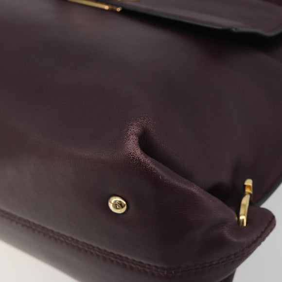 Salvatore Ferragamo Gancini Hand Bag Leather 2way Purple Gold Tone Auth BA14650A