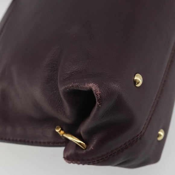 Salvatore Ferragamo Gancini Hand Bag Leather 2way Purple Gold Tone Auth BA14650A