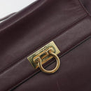 Salvatore Ferragamo Gancini Hand Bag Leather 2way Purple Gold Tone Auth BA14650A-17