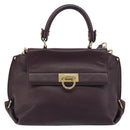 Salvatore Ferragamo Gancini Hand Bag Leather 2way Purple Gold Tone Auth BA14650A-2