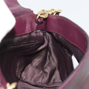 Salvatore Ferragamo Gancini Hand Bag Leather 2way Purple Gold Tone Auth BA14650A-21