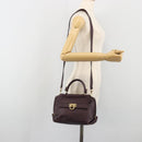 Salvatore Ferragamo Gancini Hand Bag Leather 2way Purple Gold Tone Auth BA14650A-26