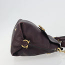 Salvatore Ferragamo Gancini Hand Bag Leather 2way Purple Gold Tone Auth BA14650A-4