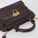 Salvatore Ferragamo Gancini Hand Bag Leather 2way Purple Gold Tone Auth BA14650A-6