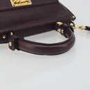 Salvatore Ferragamo Gancini Hand Bag Leather 2way Purple Gold Tone Auth BA14650A-7