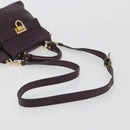 Salvatore Ferragamo Gancini Hand Bag Leather 2way Purple Gold Tone Auth BA14650A-9