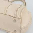CELINE Hand Bag Leather Ivory Silver Auth BA14651-10