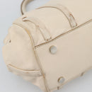 CELINE Hand Bag Leather Ivory Silver Auth BA14651-11