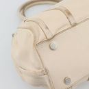 CELINE Hand Bag Leather Ivory Silver Auth BA14651-13
