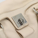CELINE Hand Bag Leather Ivory Silver Auth BA14651-14