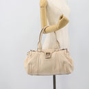 CELINE Hand Bag Leather Ivory Silver Auth BA14651-22
