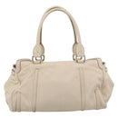 CELINE Hand Bag Leather Ivory Silver Auth BA14651-3