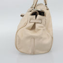 CELINE Hand Bag Leather Ivory Silver Auth BA14651-5