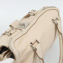 CELINE Hand Bag Leather Ivory Silver Auth BA14651-6
