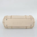 CELINE Hand Bag Leather Ivory Silver Auth BA14651-9