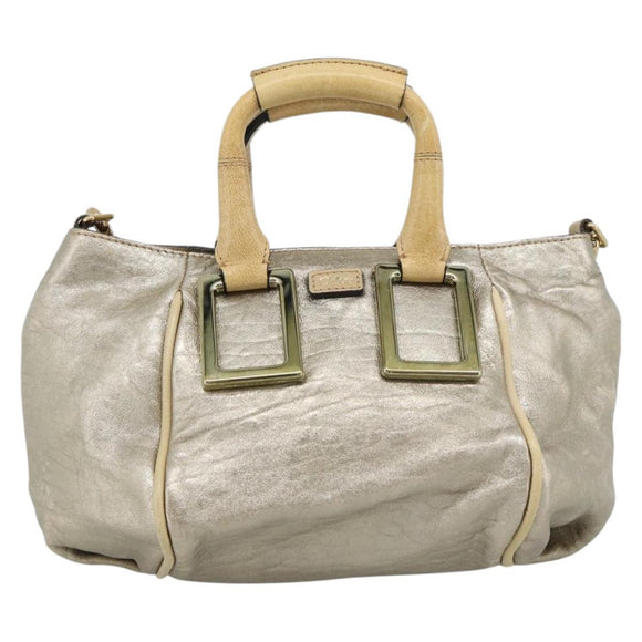 Chloe Etel Hand Bag Leather 2way Gold Auth BA14652A