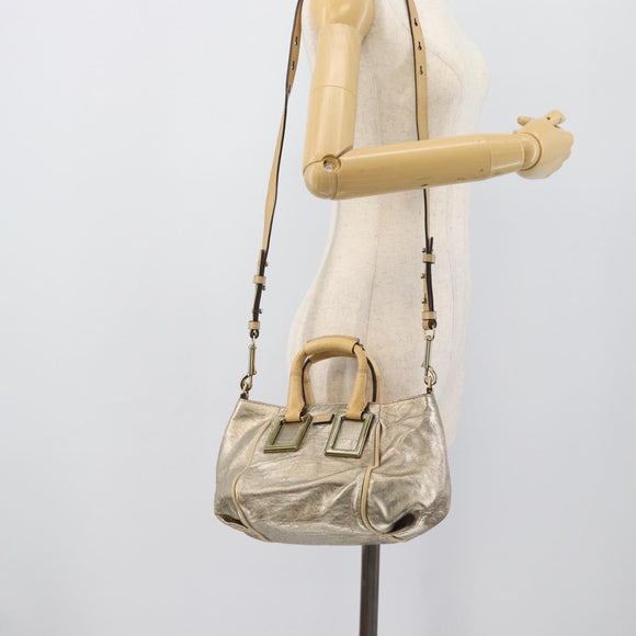 Chloe Etel Hand Bag Leather 2way Gold Auth BA14652A