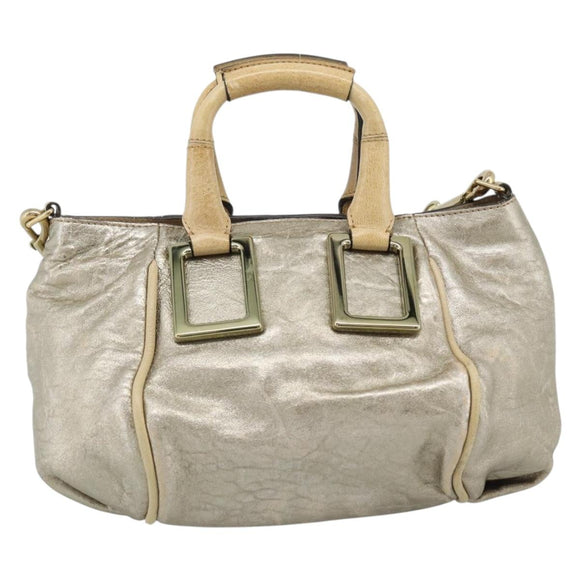 Chloe Etel Hand Bag Leather 2way Gold Auth BA14652A