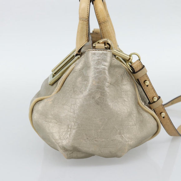 Chloe Etel Hand Bag Leather 2way Gold Auth BA14652A