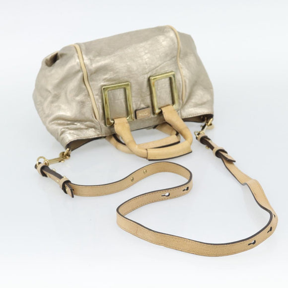 Chloe Etel Hand Bag Leather 2way Gold Auth BA14652A