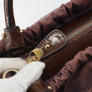 Salvatore Ferragamo Vala Hand Bag Nylon 2way Brown Gold Tone Auth BA14653-10