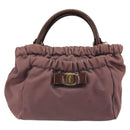 Salvatore Ferragamo Vala Hand Bag Nylon 2way Brown Gold Tone Auth BA14653-13