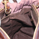 Salvatore Ferragamo Vala Hand Bag Nylon 2way Brown Gold Tone Auth BA14653-22