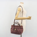 Salvatore Ferragamo Vala Hand Bag Nylon 2way Brown Gold Tone Auth BA14653-26