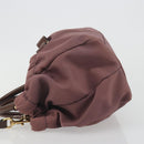 Salvatore Ferragamo Vala Hand Bag Nylon 2way Brown Gold Tone Auth BA14653-4