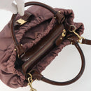 Salvatore Ferragamo Vala Hand Bag Nylon 2way Brown Gold Tone Auth BA14653-6