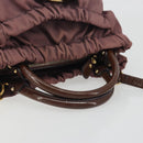 Salvatore Ferragamo Vala Hand Bag Nylon 2way Brown Gold Tone Auth BA14653-7