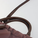 Salvatore Ferragamo Vala Hand Bag Nylon 2way Brown Gold Tone Auth BA14653-14