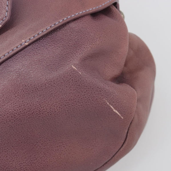 Salvatore Ferragamo Gancini Shoulder Bag Leather Purple Silver Auth BA14654