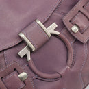 Salvatore Ferragamo Gancini Shoulder Bag Leather Purple Silver Auth BA14654-15