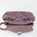 Salvatore Ferragamo Gancini Shoulder Bag Leather Purple Silver Auth BA14654-16