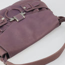 Salvatore Ferragamo Gancini Shoulder Bag Leather Purple Silver Auth BA14654-6