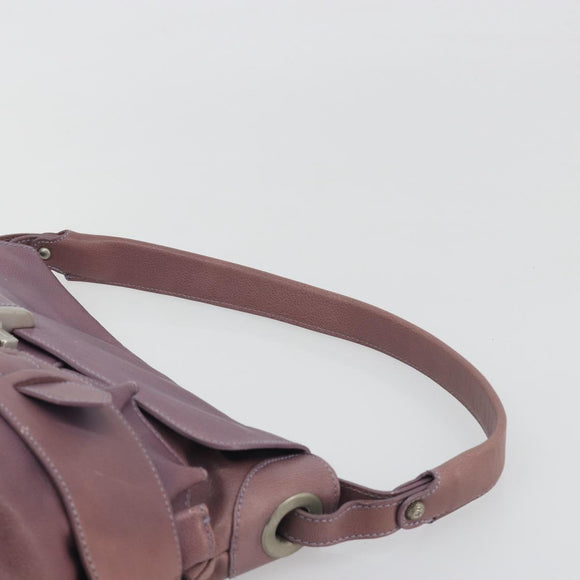 Salvatore Ferragamo Gancini Shoulder Bag Leather Purple Silver Auth BA14654