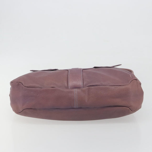Salvatore Ferragamo Gancini Shoulder Bag Leather Purple Silver Auth BA14654