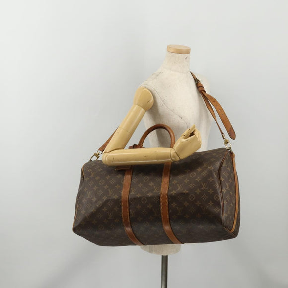 LOUIS VUITTON Monogram Keepall Bandouliere 50 Boston Bag M41416 LV Auth BA14658