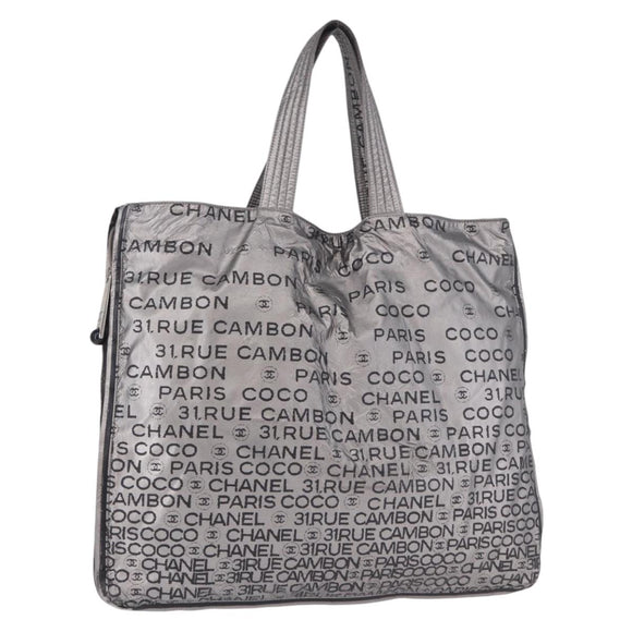 CHANEL Unlimited Tote Bag Nylon Silver CC Auth BA14668
