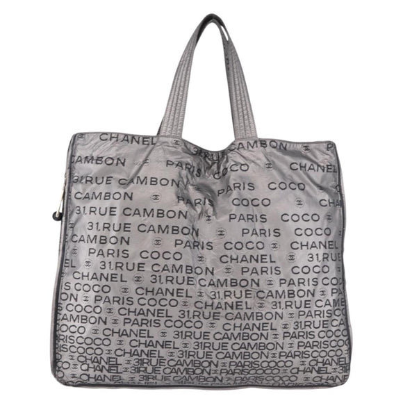 CHANEL Unlimited Tote Bag Nylon Silver CC Auth BA14668