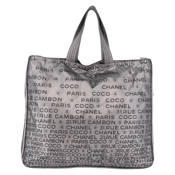CHANEL Unlimited Tote Bag Nylon Silver CC Auth BA14668