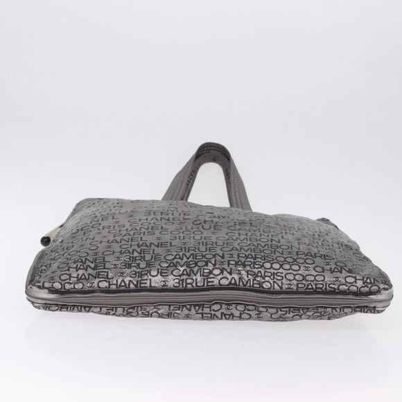 CHANEL Unlimited Tote Bag Nylon Silver CC Auth BA14668