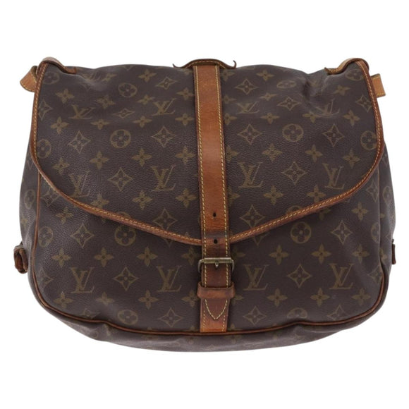 LOUIS VUITTON Monogram Saumur 35 Shoulder Bag M42254 LV Auth BA14675
