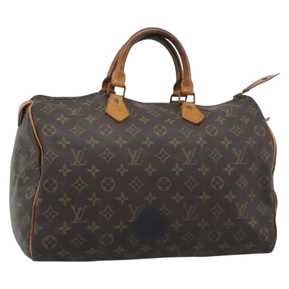 LOUIS VUITTON Monogram Speedy 35 Hand Bag M41524 LV Auth BA14678